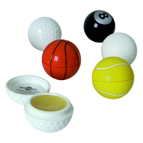 Lippenbalsam Vanillegeschmack LSF 20 im Sportball Design hochwertigen Inhaltsstoffe wie Aloe Vera, Shea Butter, Vitamine A, C, D3 und E plus