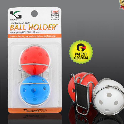 BH403 praktischer Golfball Halter für Spielball und provisorischen Golfball griffbereit. Edelstahldraht Model Platz zwei Golfbälle handelsüblichen Gurt oder Golfhose befestigen