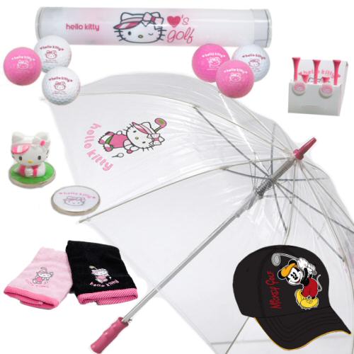 Hello Kitty & Mickey Golf accessori marca palline Golf Tees Ombrello palline spunge Cappello da Pioggia Cappellino Visiera